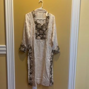 Black and white floral punjabi suit with pant